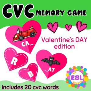 CVC words - Valentine's Memory game