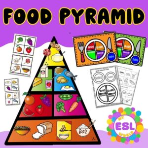 Food Pyramid ESL Unit – Healthy Eating Lesson with Games, Sorting & Speaking Activities