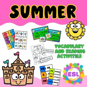 Summer vocabulary and reading activities