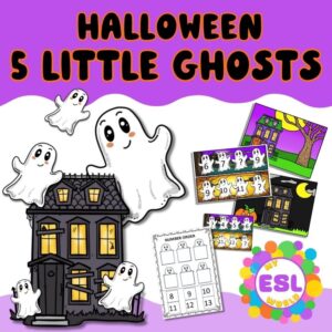 Five Little Ghosts | 1 Halloween ESL Lesson for Kindergarten | Family & Counting 1–15