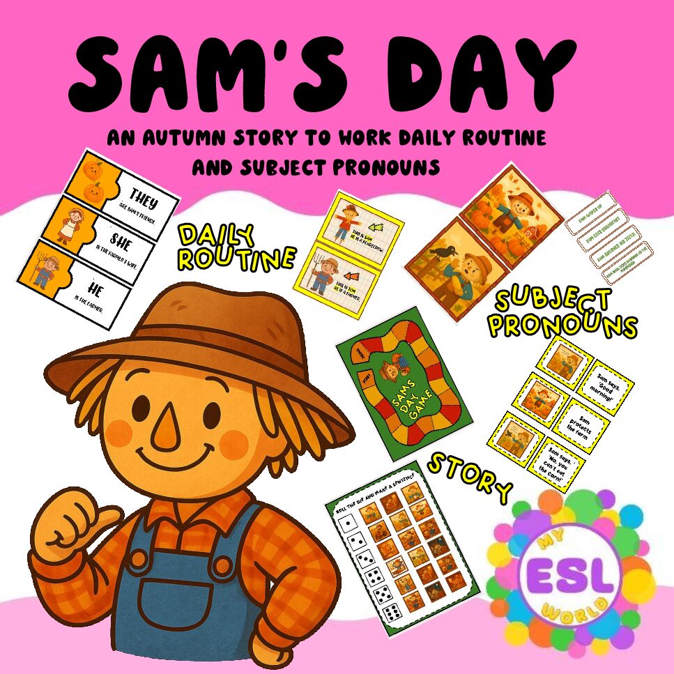 Sam’s Day on the Farm – Autumn ESL Lesson | Daily Routines & Subject Pronouns