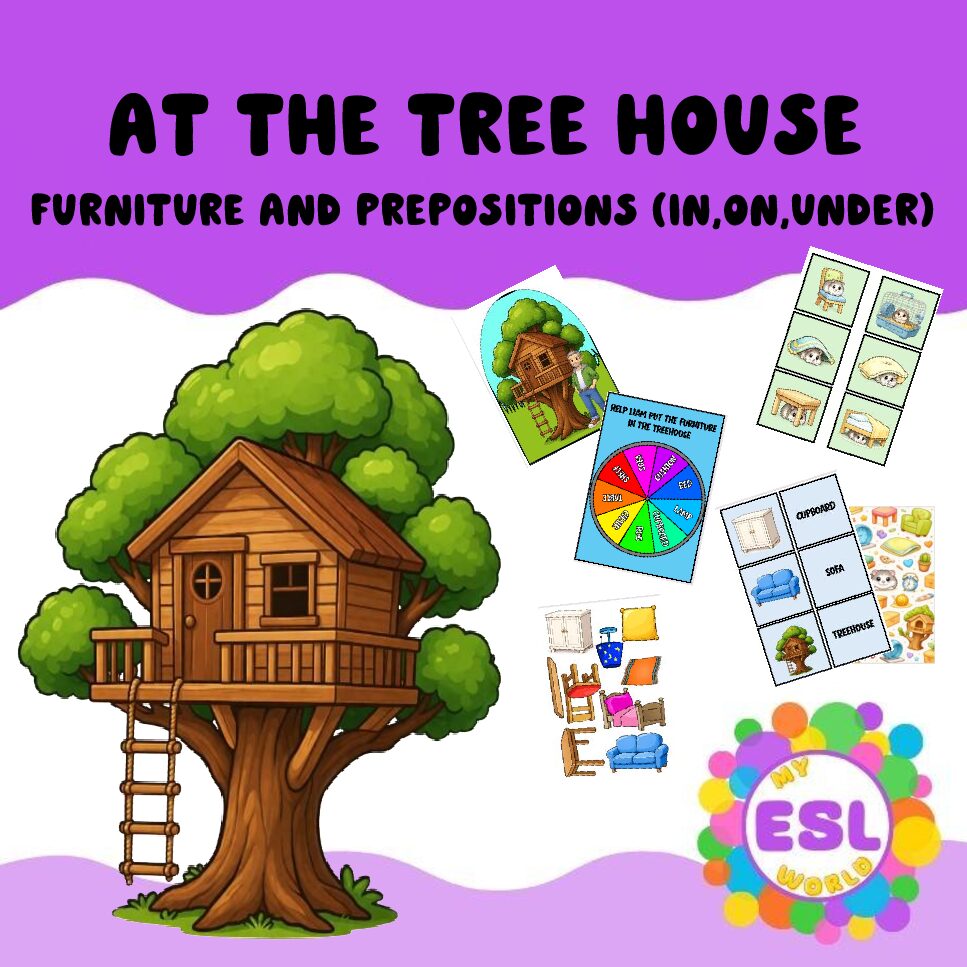 At the Treehouse – Furniture & Prepositions ESL Lesson Pack