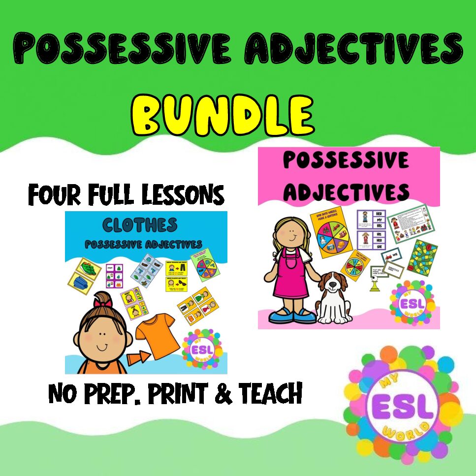Possessive Adjectives & Pronouns ESL Bundle
