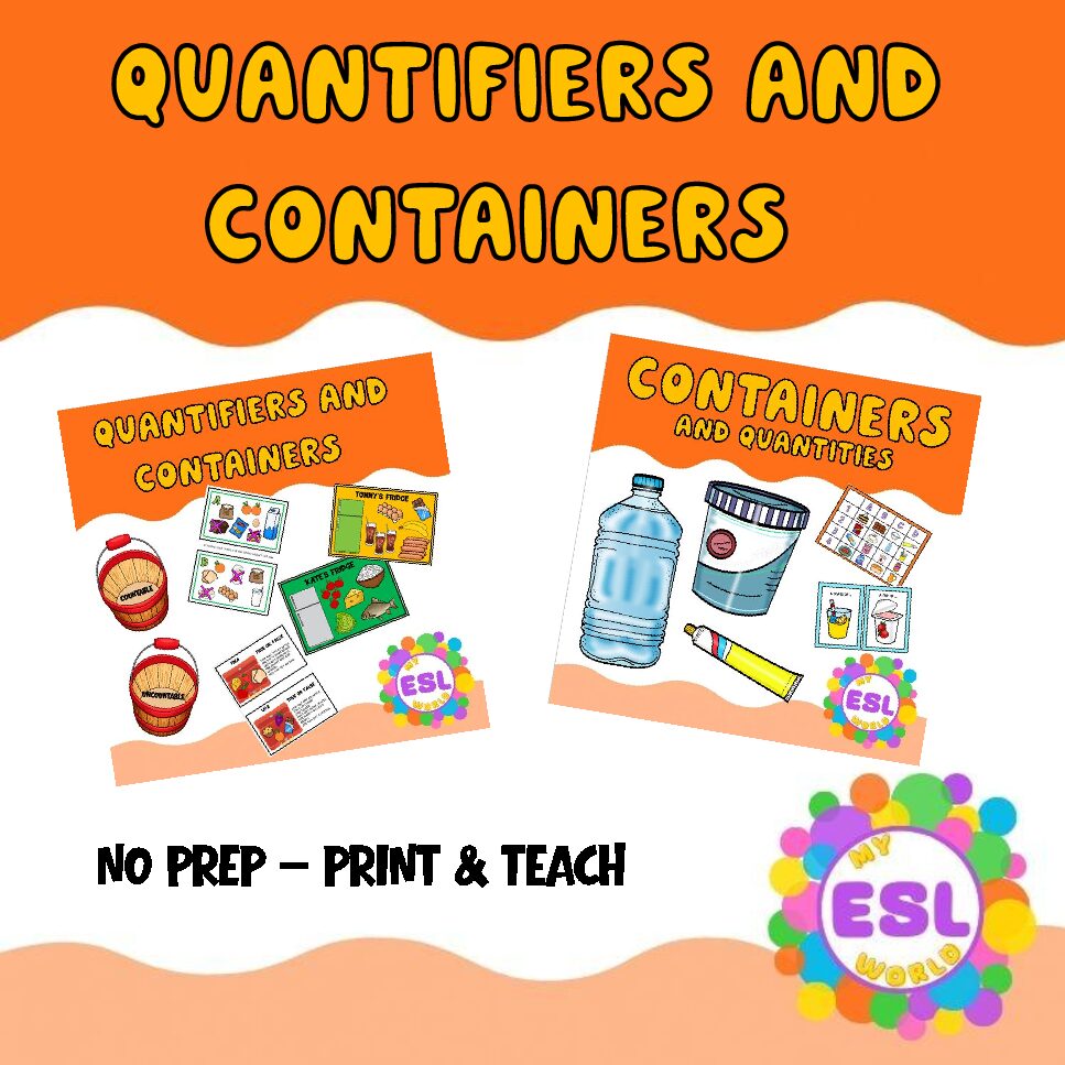 Quantifiers, Containers & Food Vocabulary Bundle | 3 Full ESL Lessons for Primary Students