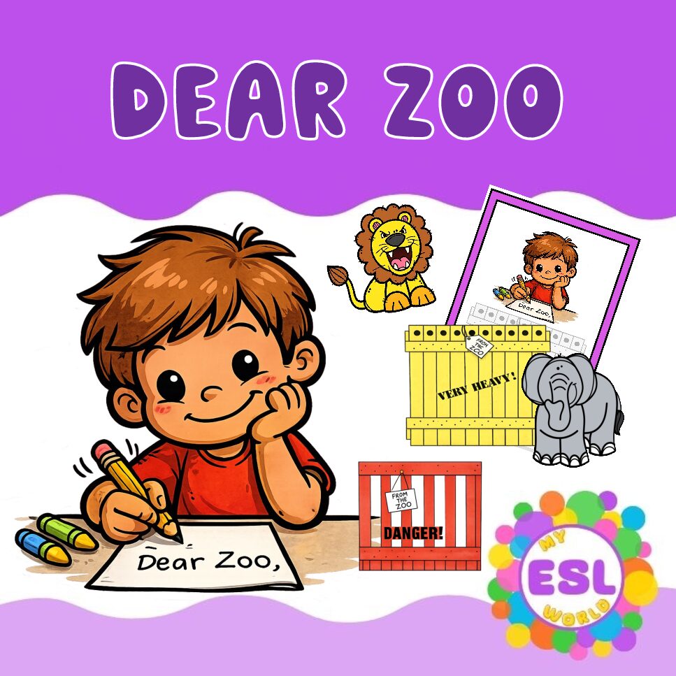 Dear Zoo | 2 Complete ESL Story Lessons | Animals & Adjectives (Kindergarten & Early Primary)