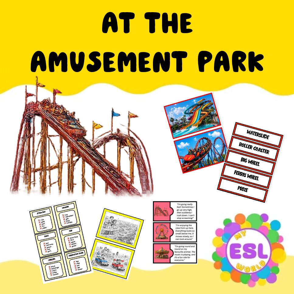 At the Amusement Park | 2 Complete ESL Lessons + Comparatives & Superlatives Review