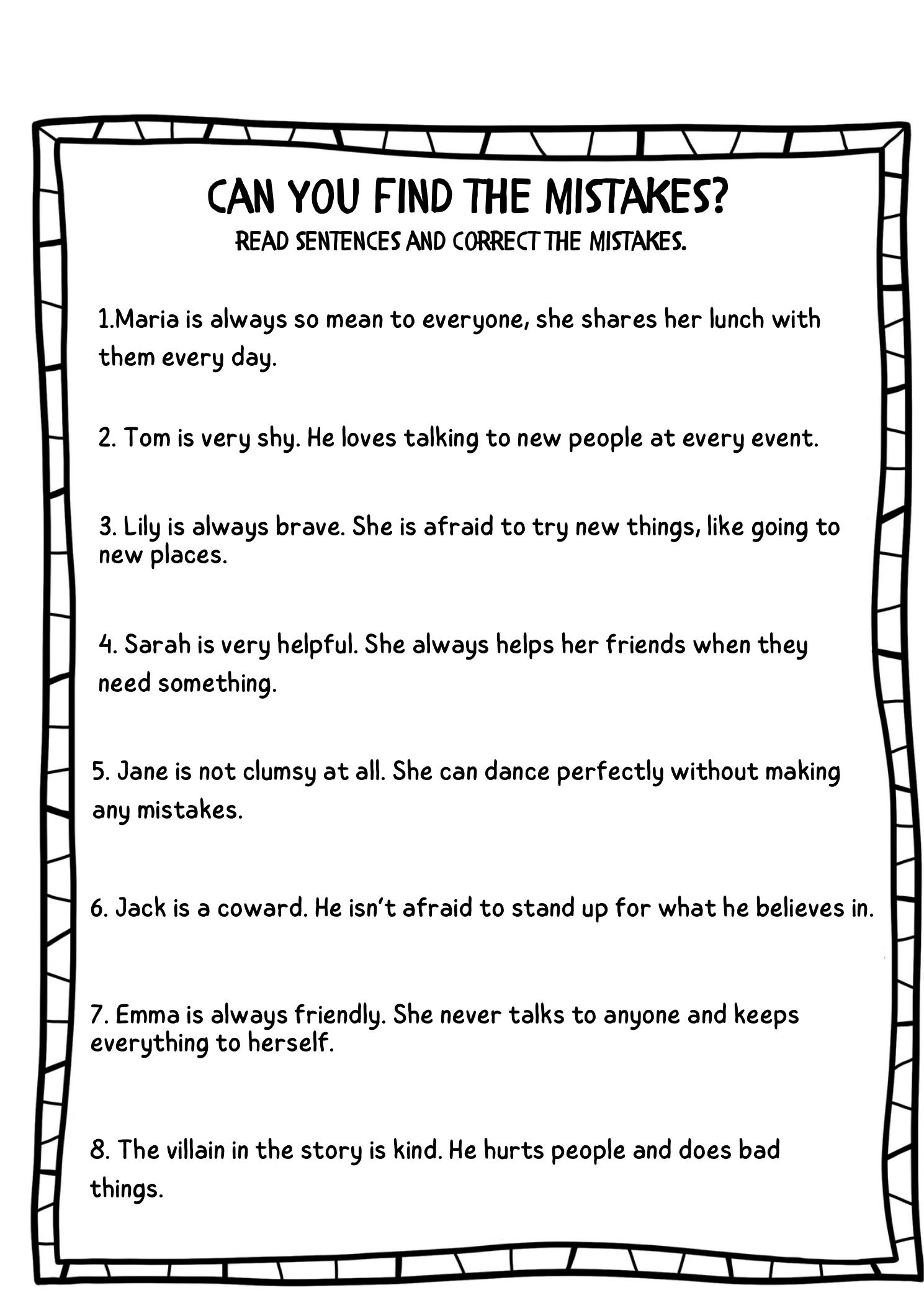 Worksheet example