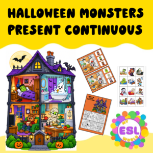 Halloween Monsters at Home | Present Continuous & Rooms of the House | 3 ESL Lessons