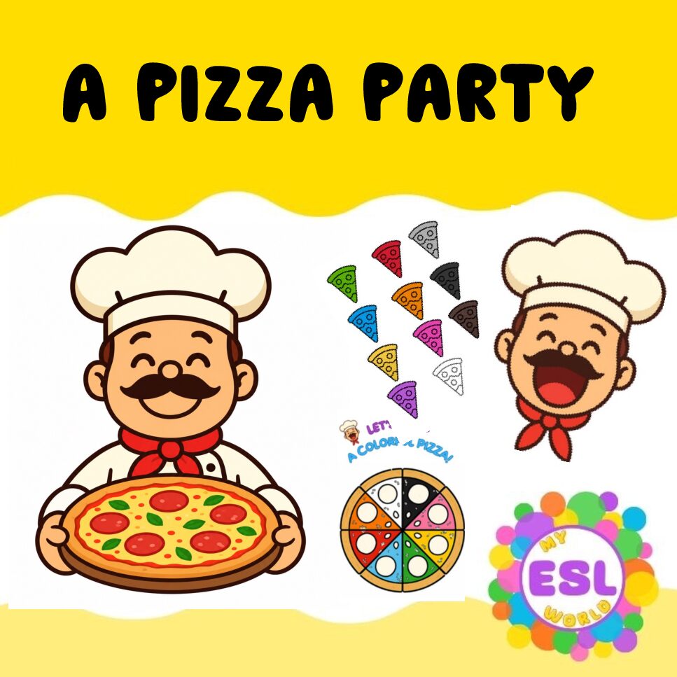 A Pizza Party | Colors, Numbers & Food ESL Activities for Young Learners